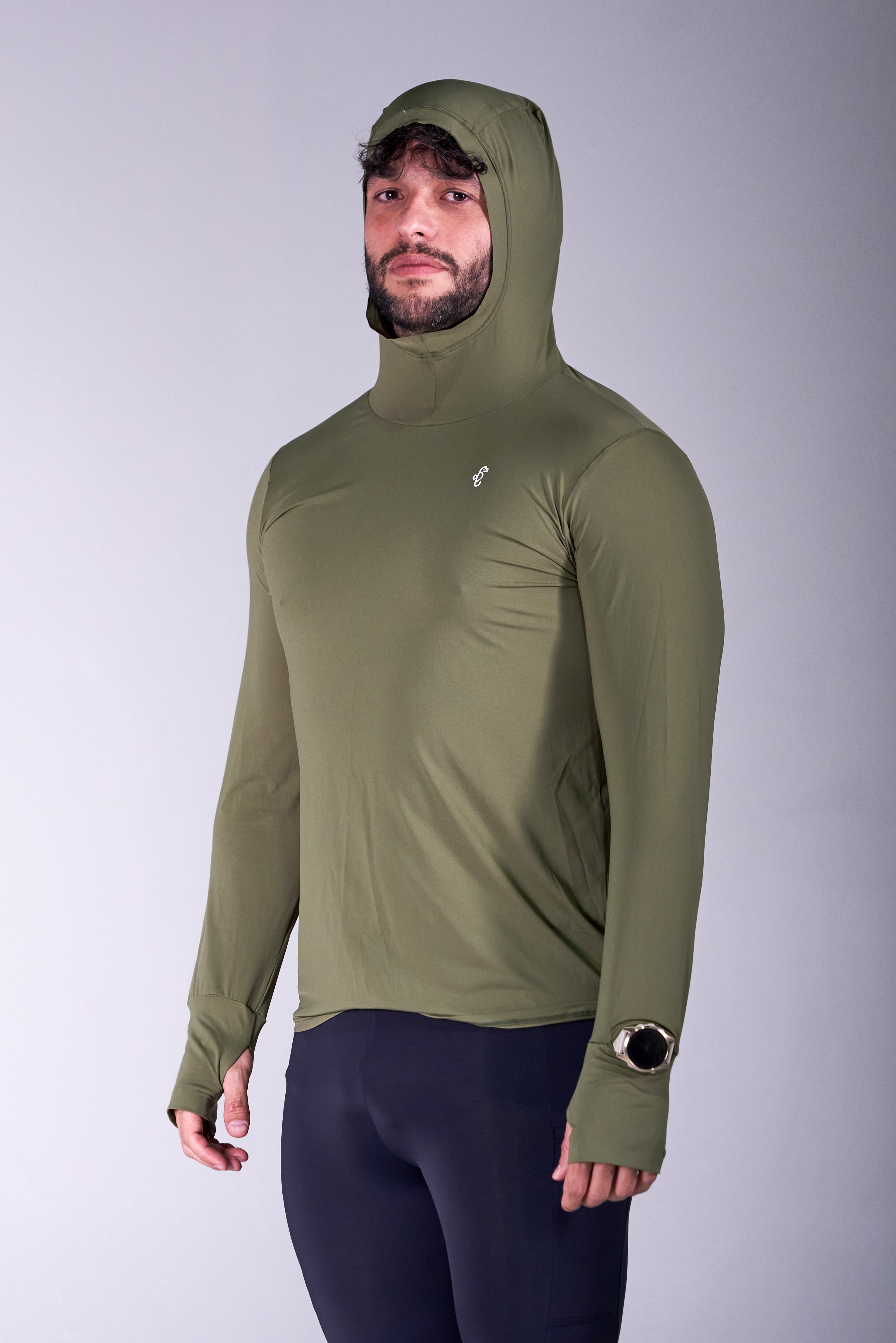 Lycra Masculina Capuz Verde Militar