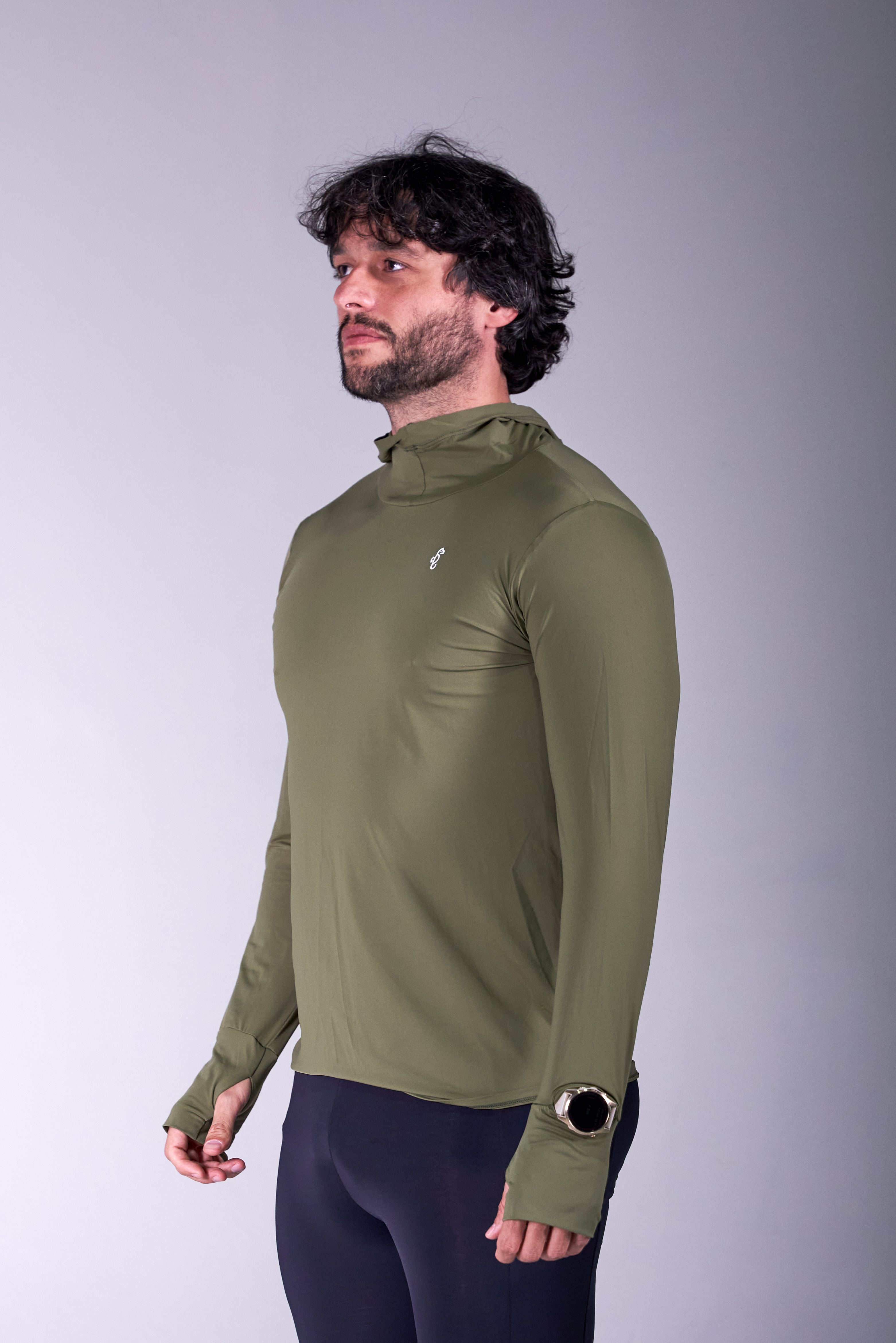 Lycra Masculina Capuz Verde Militar