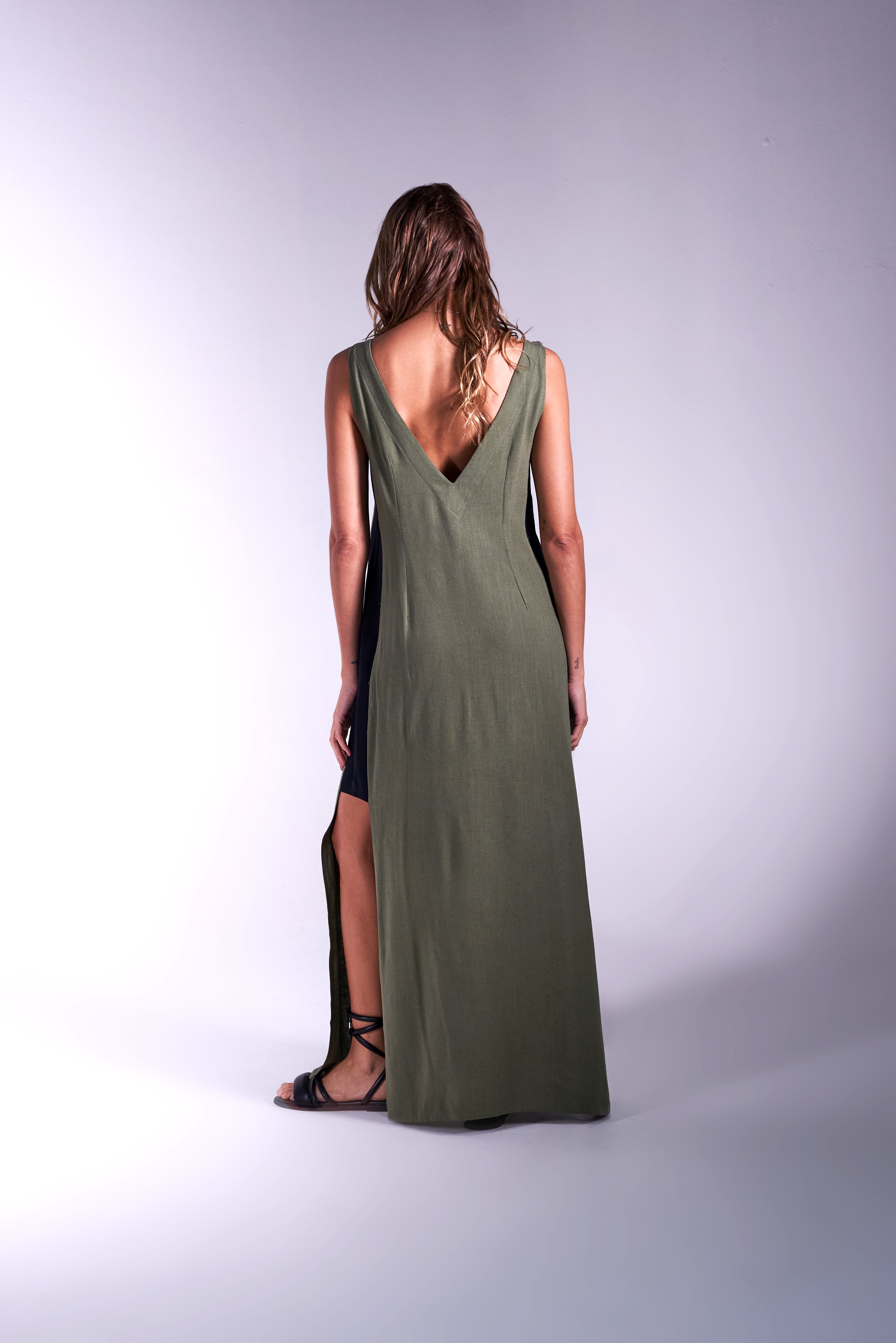 Vestido Lu Verde Militar e Preto