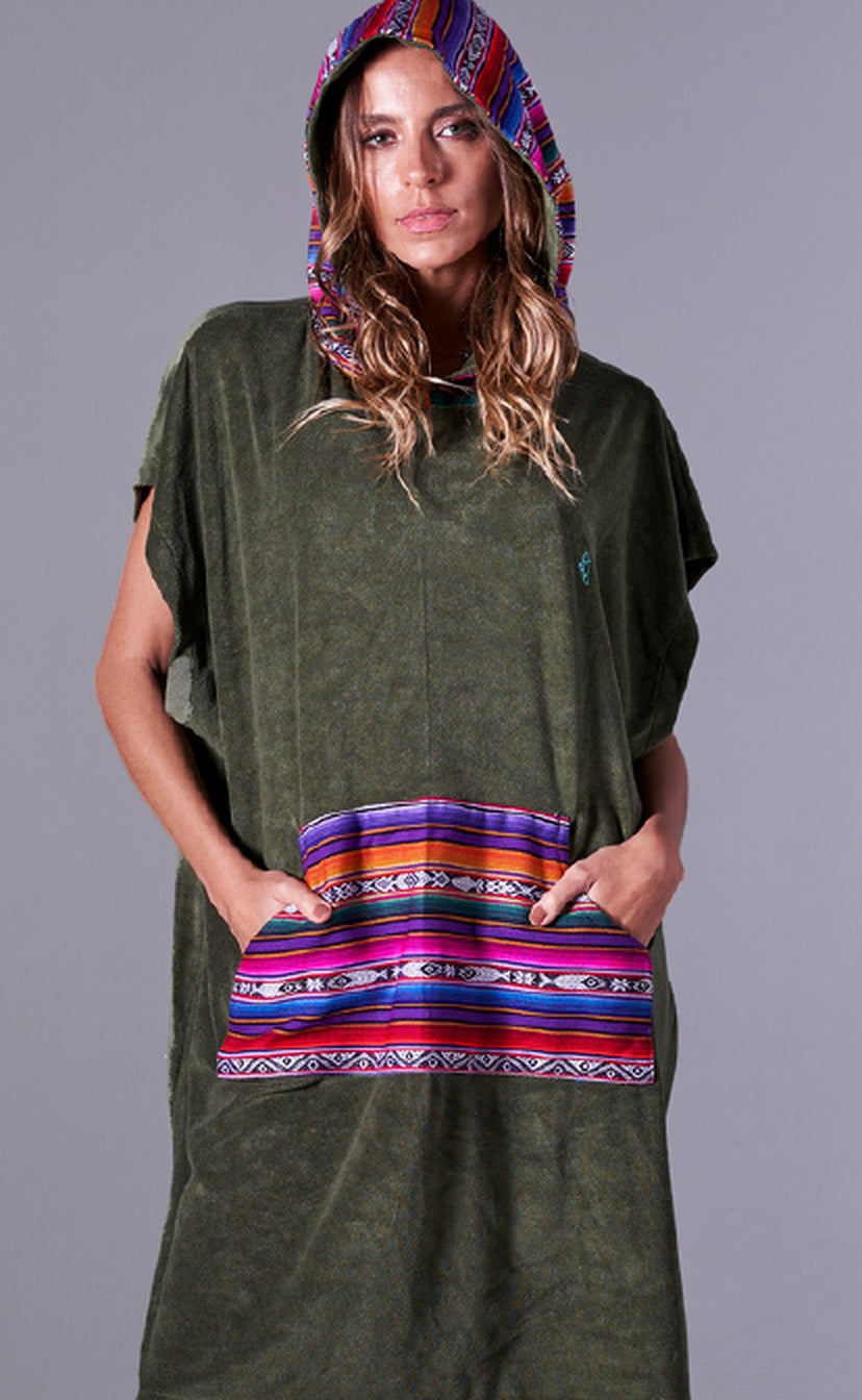 Poncho Unisexx Mexicano Verde Militar