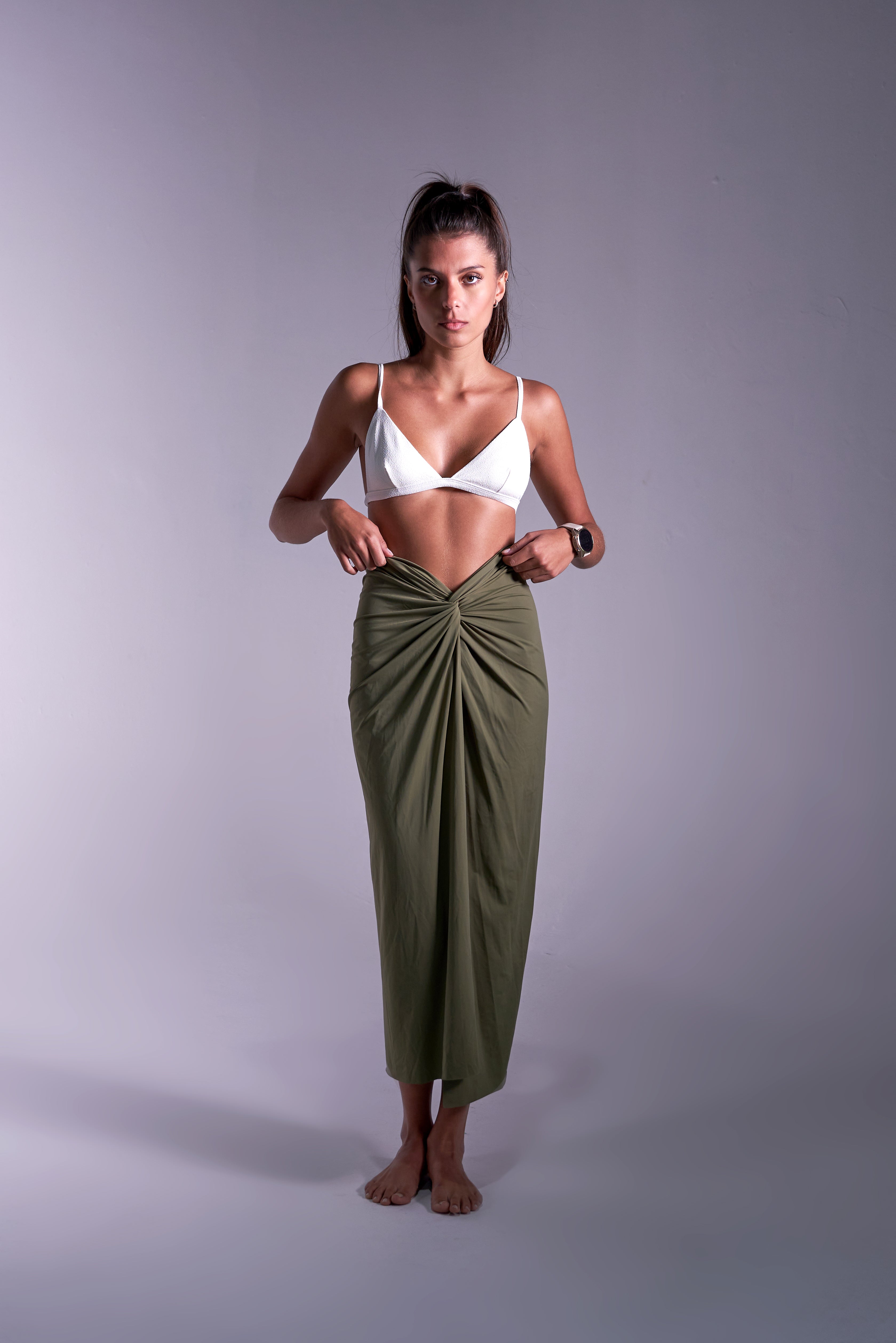 Saia Nó Midi Verde Militar